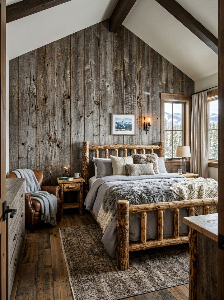 Rustic Barn Wood Wall - 30 bedroom wood wall ideas