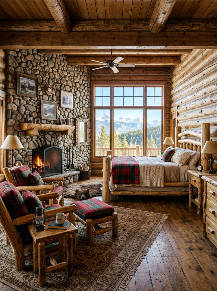 Rustic Bedroom With Log Furniture Lounge - 30 bedroom with lounge ideas