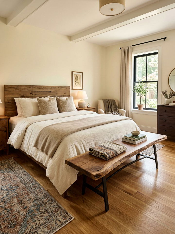 Rustic Bench Bedroom - 30 rustic cream bedroom ideas