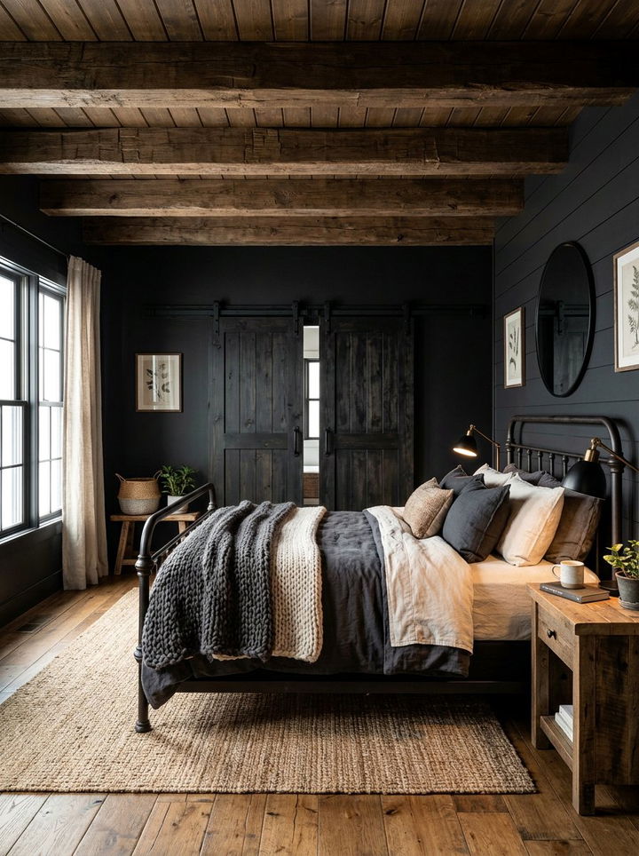Rustic Black Bedroom - 30 modern black bedroom ideas