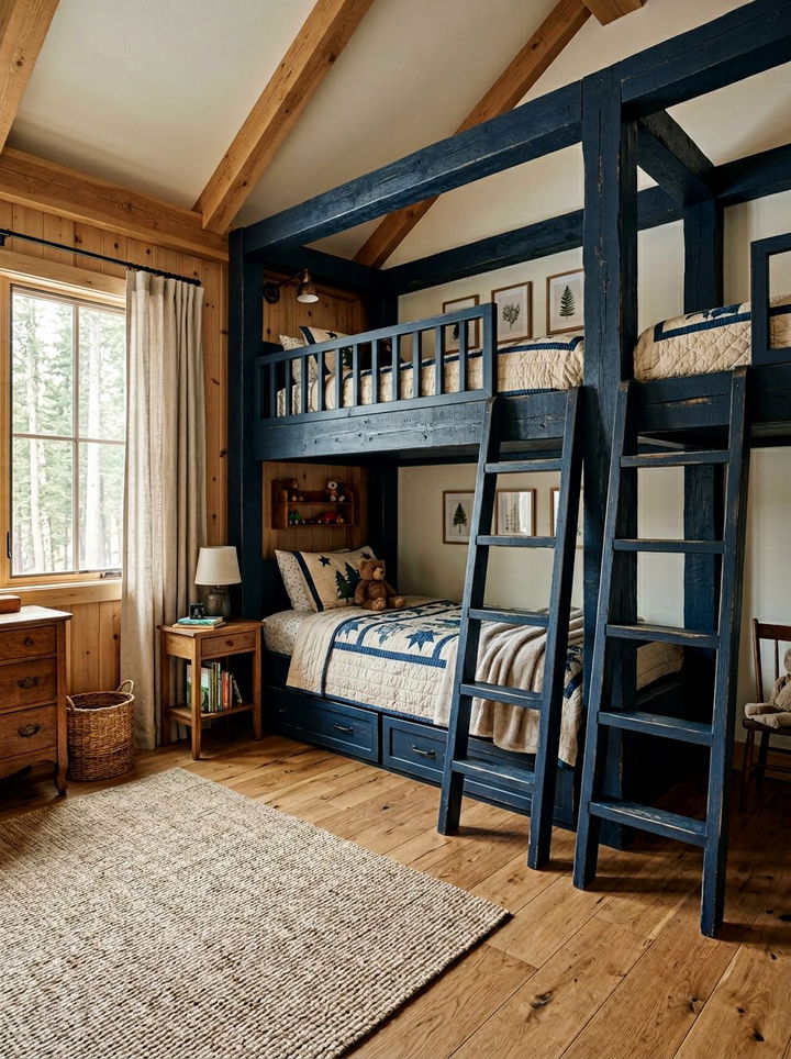 Rustic Blue Bunk Beds - 30 rustic blue bedroom ideas