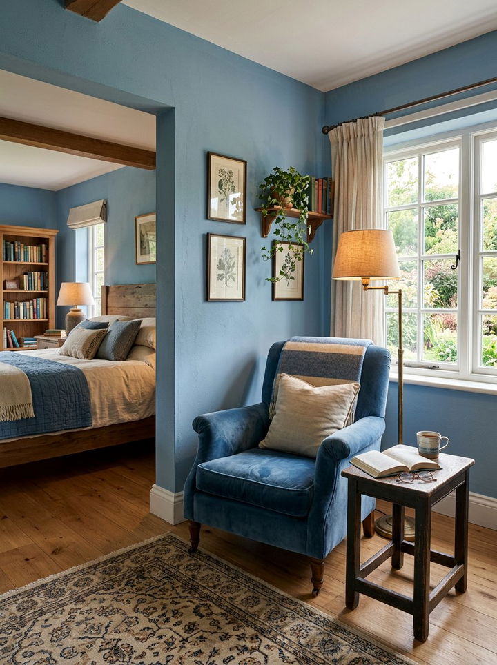Rustic Blue Reading Nook - 30 rustic blue bedroom ideas