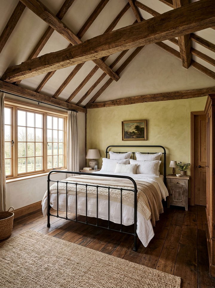 Rustic Brown Wood Beams - 30 warm brown bedroom ideas