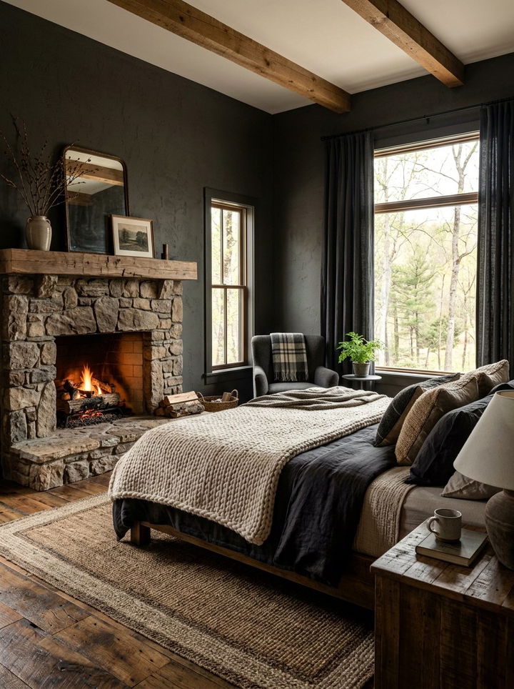 Rustic Charcoal Bedroom - 30 dark charcoal bedroom ideas