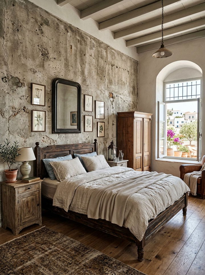 Rustic Concrete Wall - 30 concrete bedroom ideas