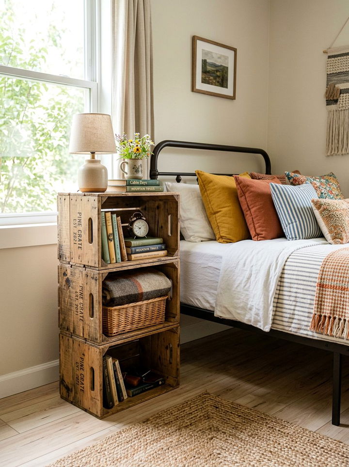 Rustic Crate Nightstand - 30 bedroom rustic nightstands