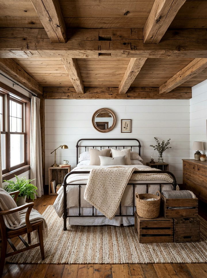 Rustic Farmhouse Ceiling Beams - 30 exposed beam bedroom ideas