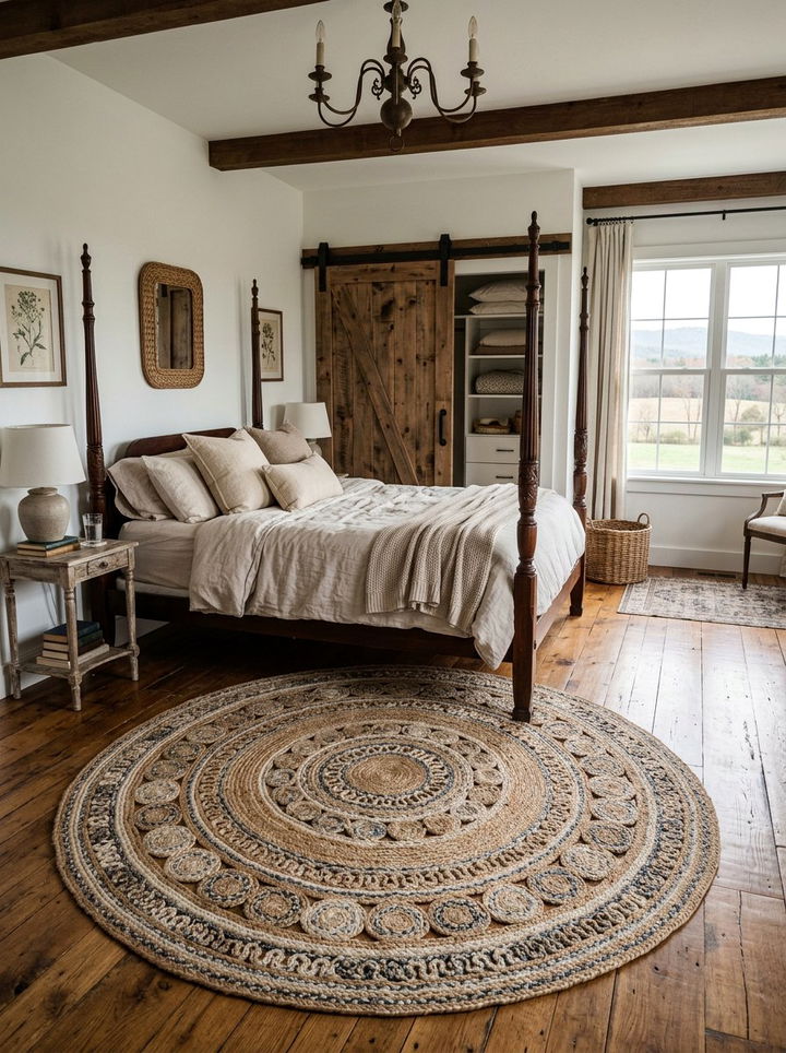 Rustic Farmhouse Round Rug - 30 bedroom round rugs