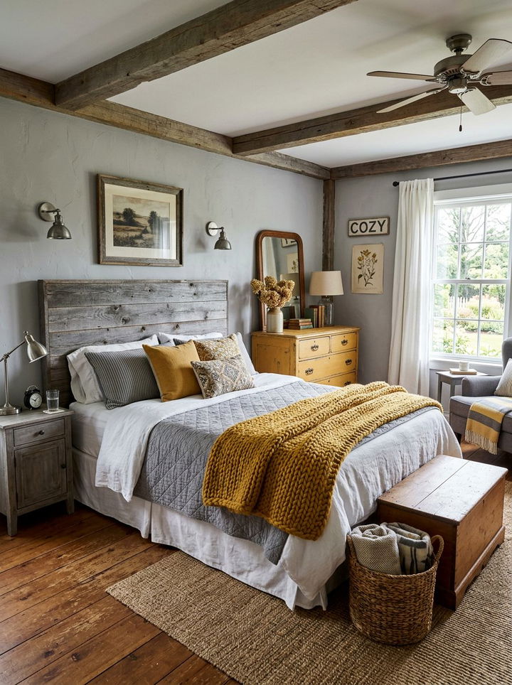 Rustic Gray Bedroom Yellow Wood - 30 gray and yellow bedroom ideas