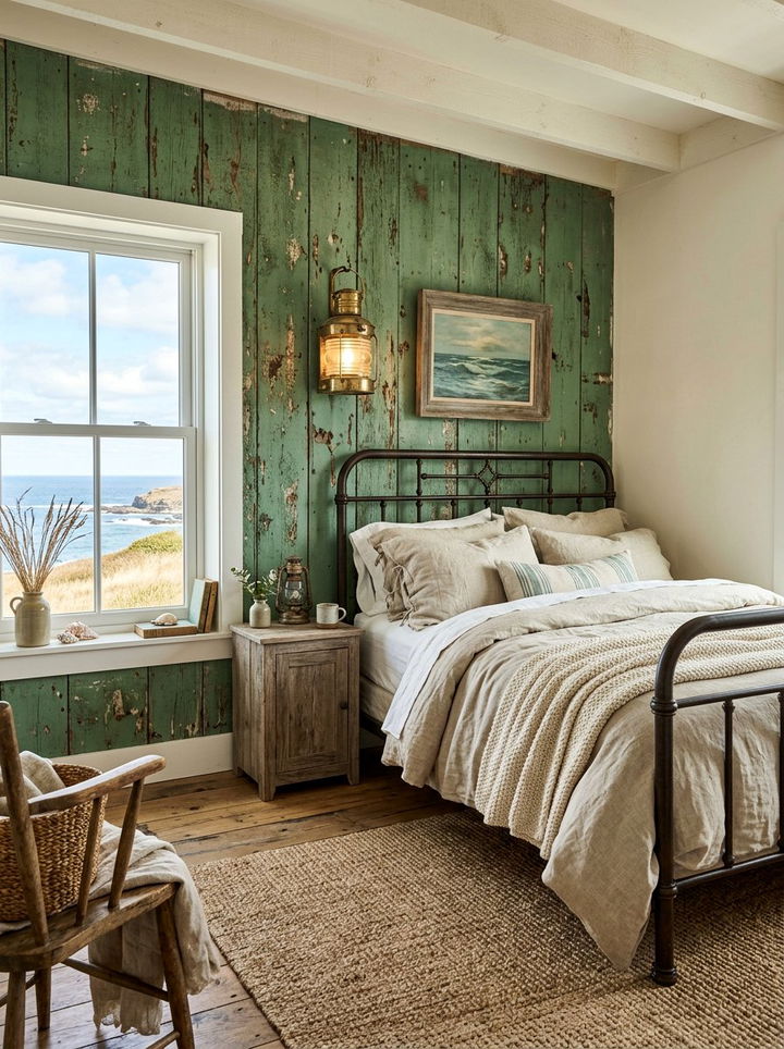 Rustic Green Coastal Bedroom - 30 coastal green bedroom ideas