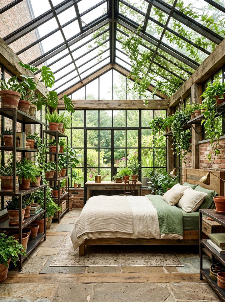 Rustic Greenhouse Bedroom - 30 garden themed bedroom ideas