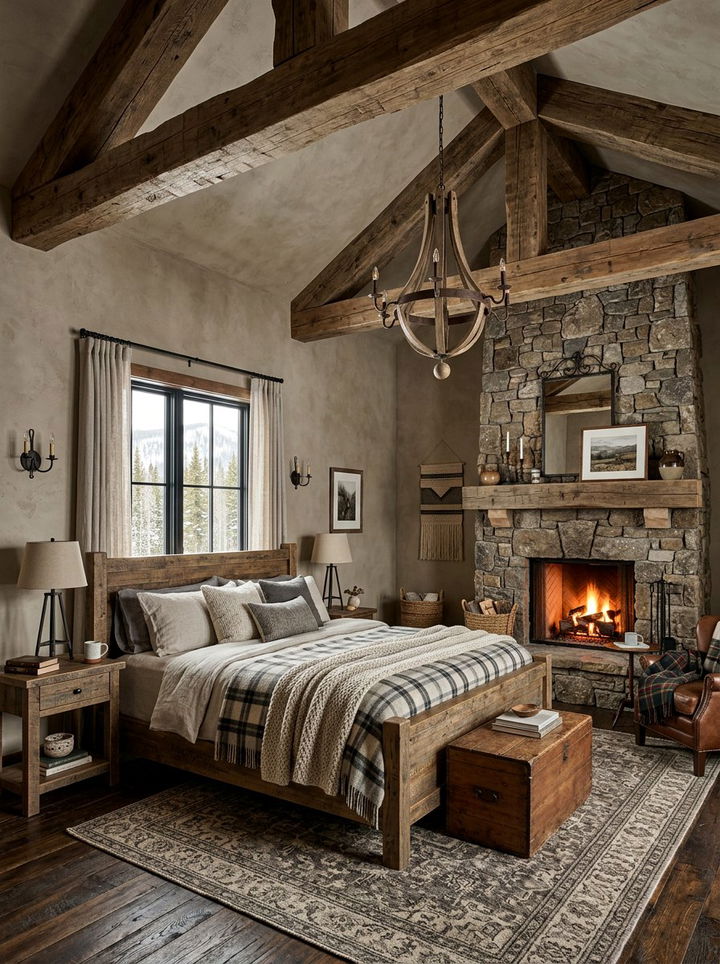 Rustic Greige Bedroom With Wood - 30 greige bedroom ideas
