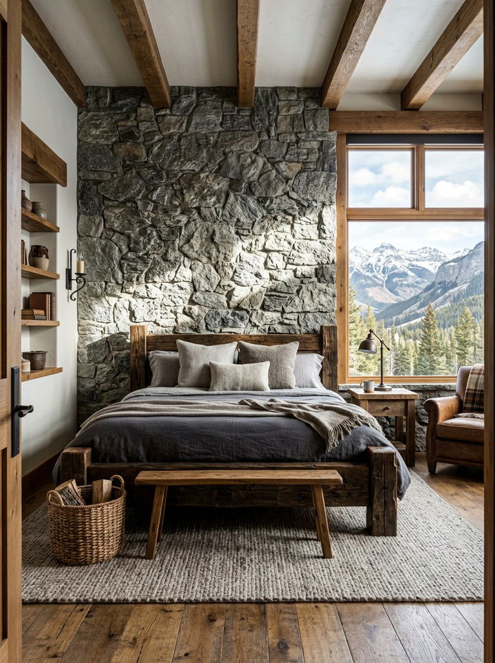 Rustic Grey Stone Bedroom - 30 grey bedroom decor ideas