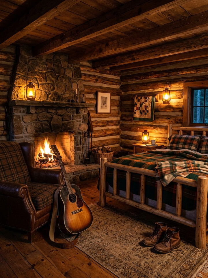 Rustic Guitar Cabin - 30 guitar bedroom ideas