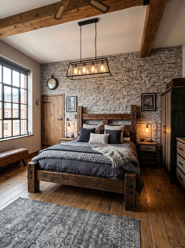 Rustic Industrial Grey Bedroom - 30 industrial grey bedroom ideas