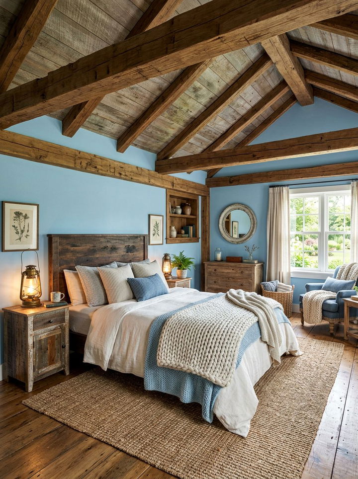 Rustic Light Blue Bedroom - 30 sky blue bedroom ideas