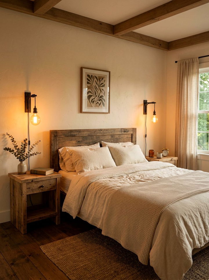 Rustic Lighting Bedroom - 30 rustic cream bedroom ideas