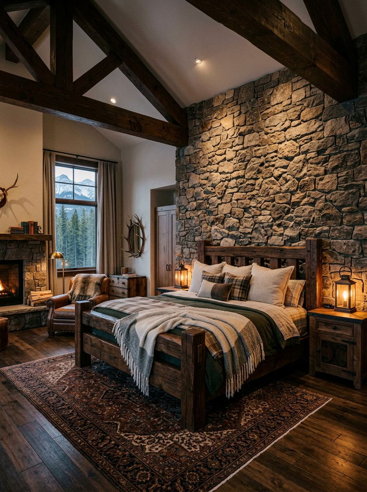 Rustic Master Bedroom Stone Accents - 30 couples bedroom ideas