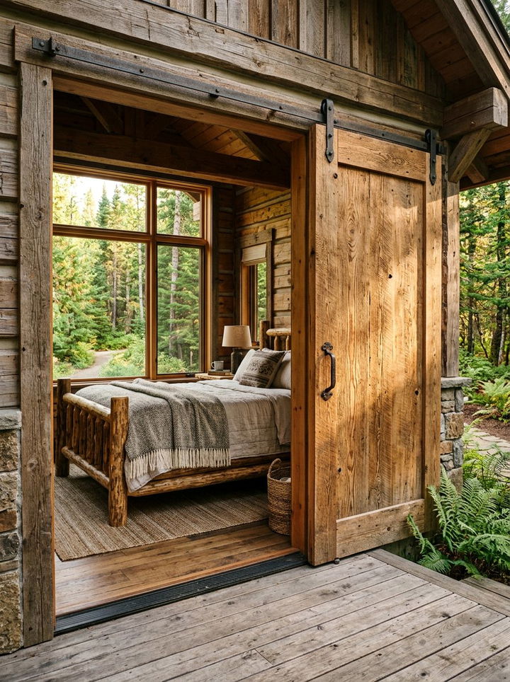 Rustic Natural Wood Slider - 30 bedroom sliding doors