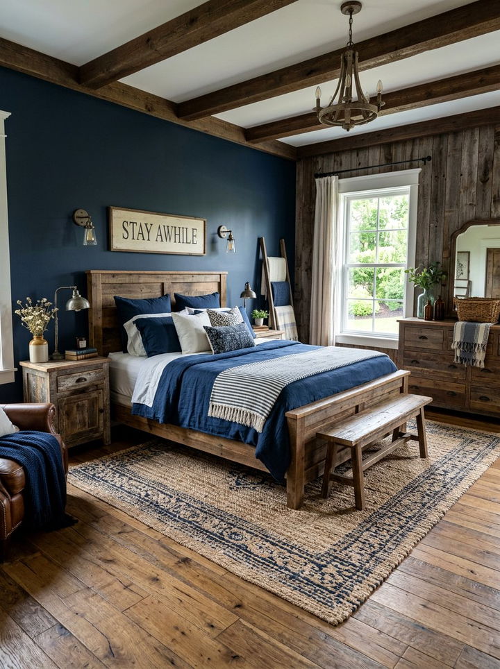 Rustic Navy Bedroom - 30 navy blue bedroom ideas