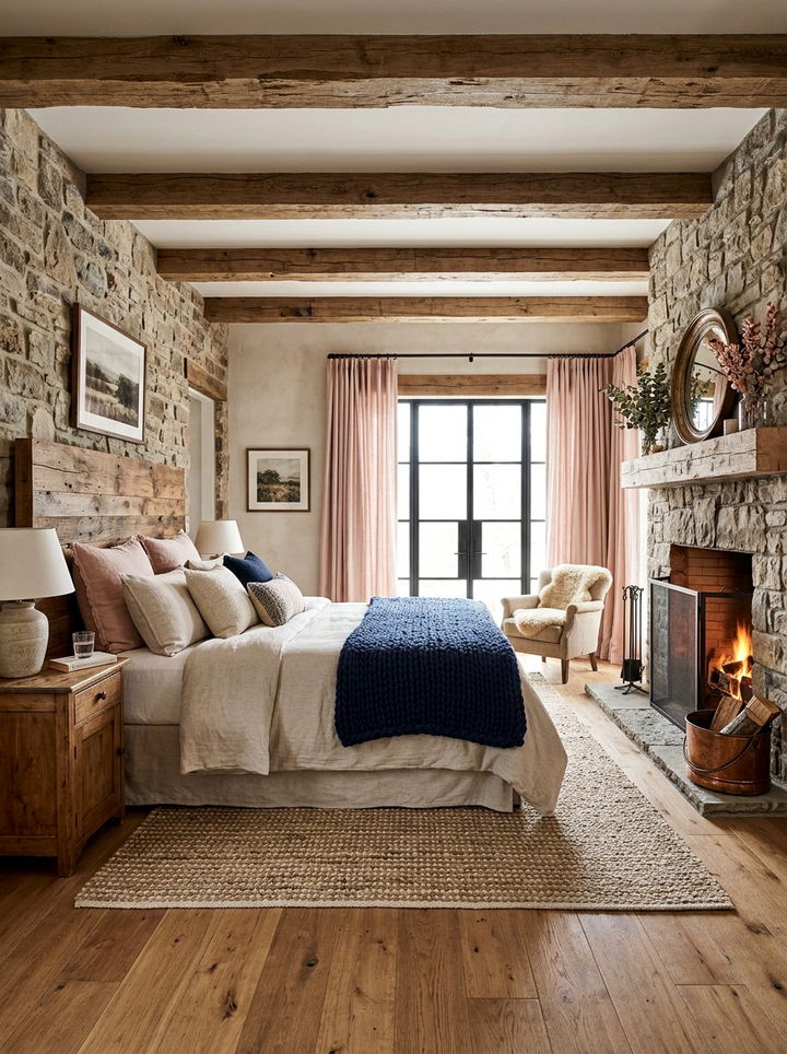 Rustic Navy Blush Mix - 30 navy and blush bedroom ideas