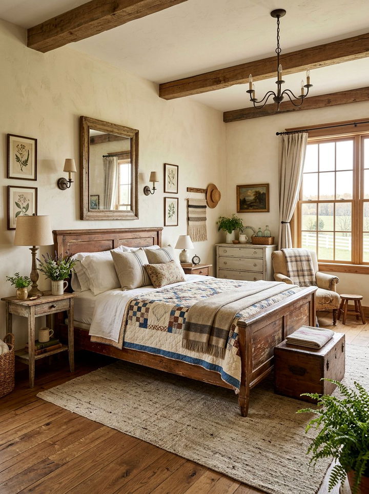 Rustic Neutral Farmhouse Bedroom - 30 warm neutral bedroom ideas