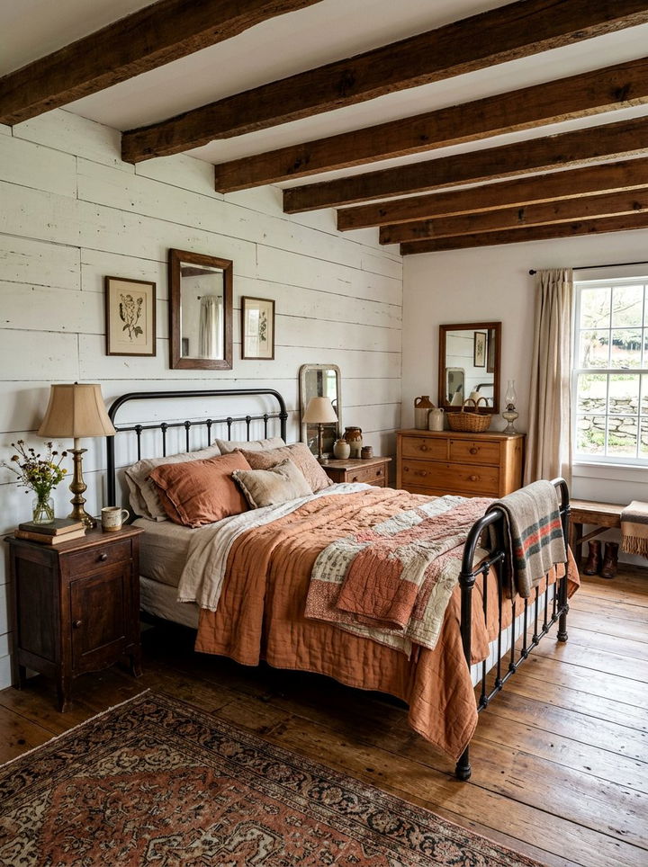 Rustic Orange Farmhouse Bedroom - 30 orange bedroom decor ideas