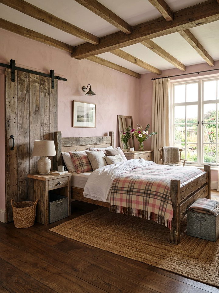 Rustic Pink Farmhouse Bedroom - 30 pastel pink bedroom ideas