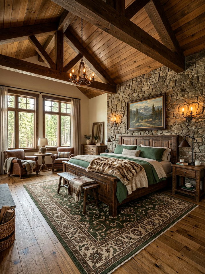 Rustic Primary Bedroom - 30 show home bedroom ideas