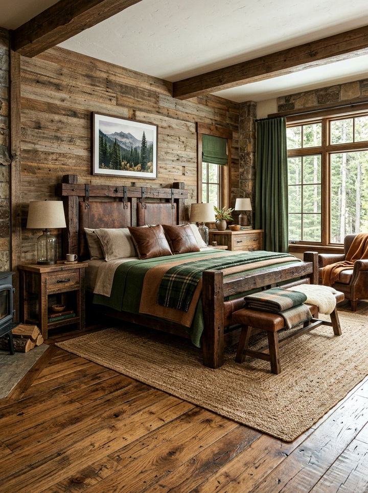 Rustic Reclaimed Wood Bedroom - 30 bedroom floor ideas