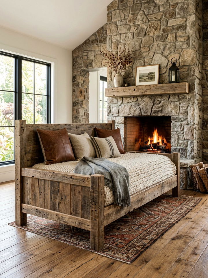 Rustic Reclaimed Wood Daybed - 30 bedroom daybed ideas