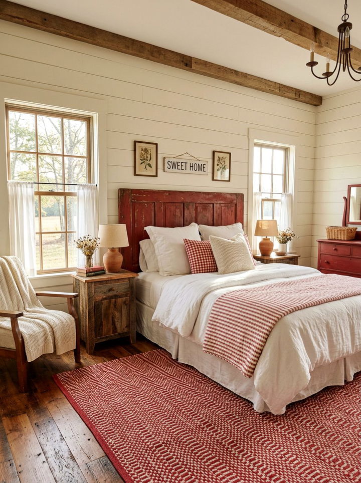 Rustic Red White Decor - 30 red and white bedroom color combo