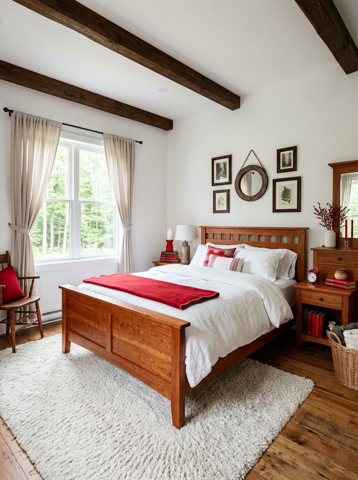 Rustic Red Wood White Bedroom - 30 red and white bedroom ideas