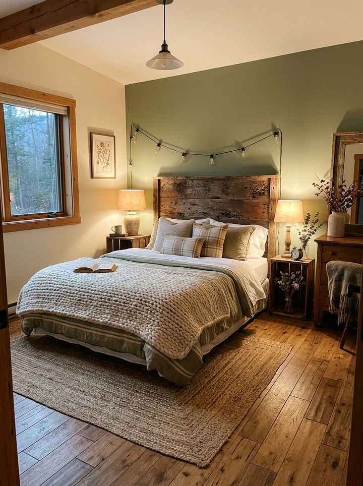 Rustic Sage Green Bedroom - 30 sage green accent wall bedroom