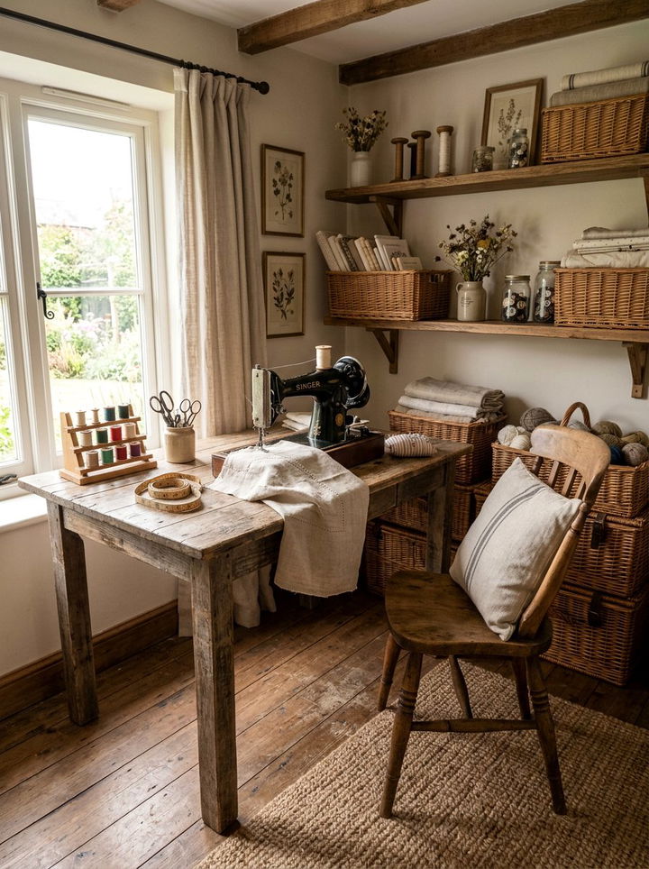 Rustic Sewing Corner - 30 bedroom sewing nook ideas