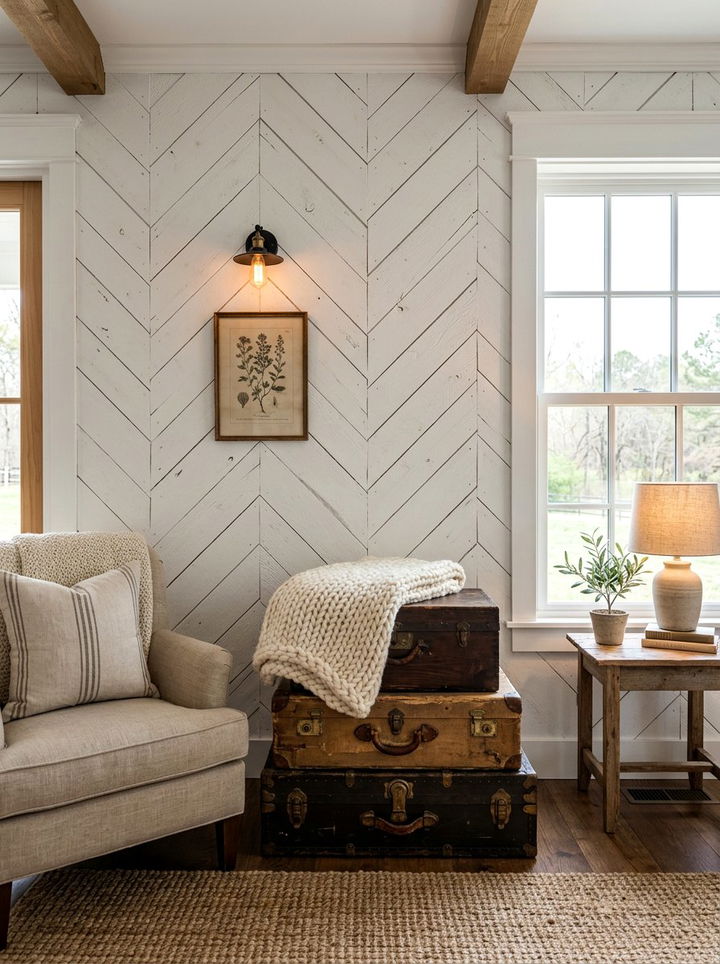 Rustic Shiplap Chevron Wall - 30 bedroom chevron wall ideas