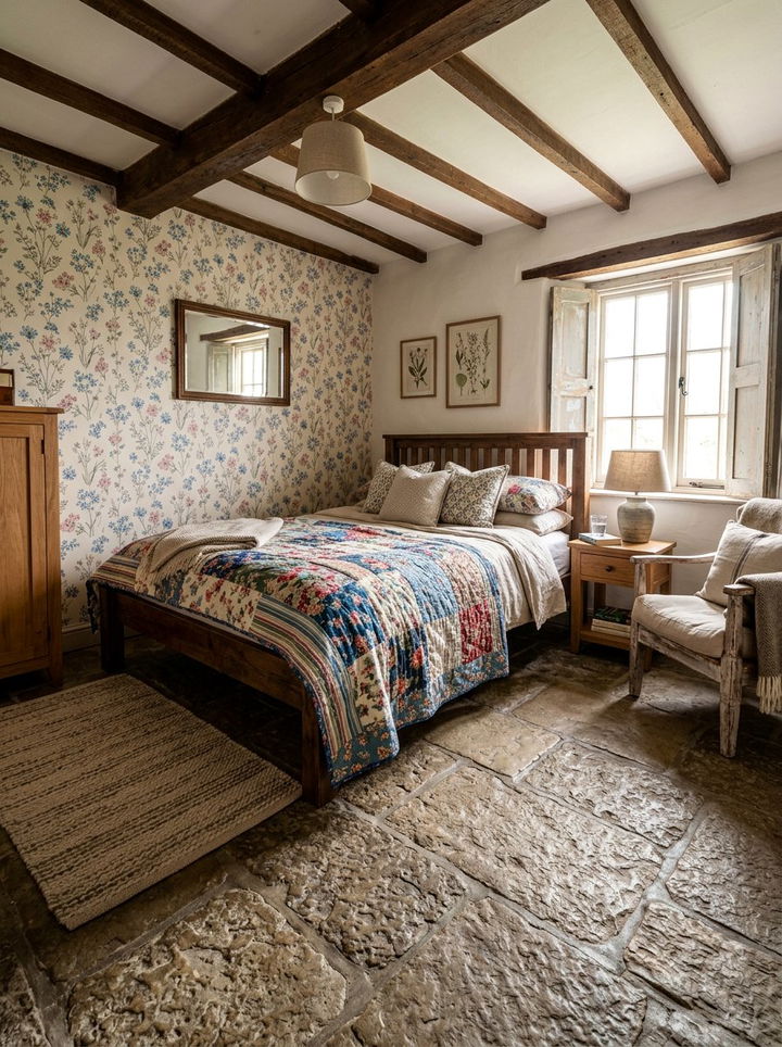 Rustic Stone Look - 30 bedroom tile designs