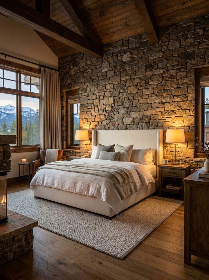 Rustic Stone Wall Bedroom - 30 rustic cream bedroom ideas