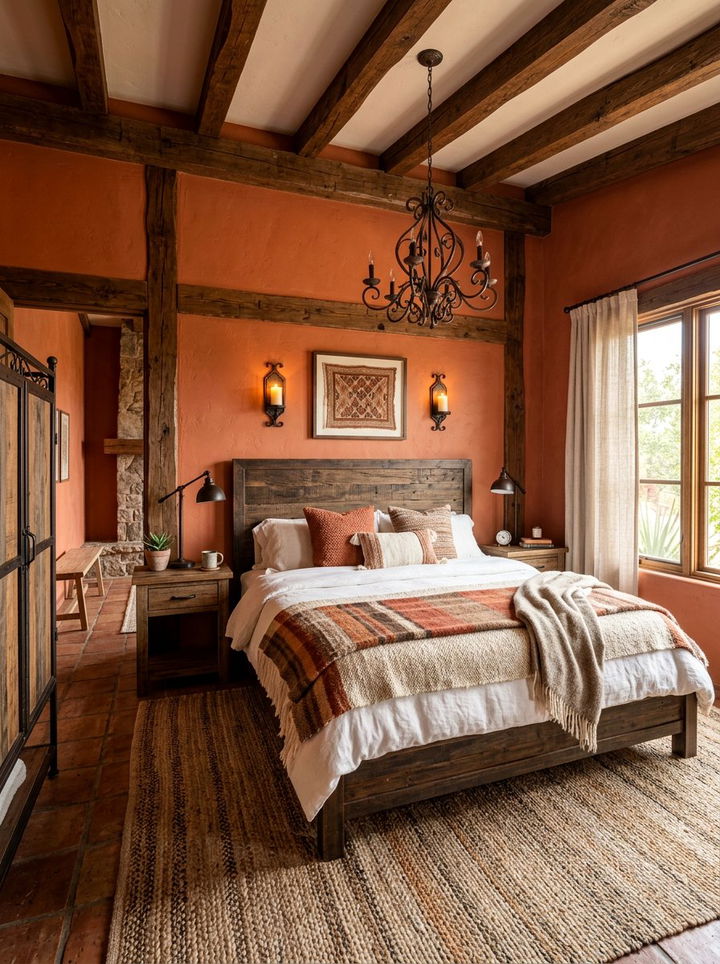 Rustic Terracotta Bedroom - 30 terracotta accent wall bedroom