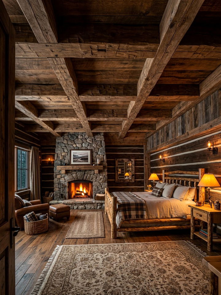 Rustic Timber Coffered Ceiling Bedroom - 30 bedroom coffered ceiling designs
