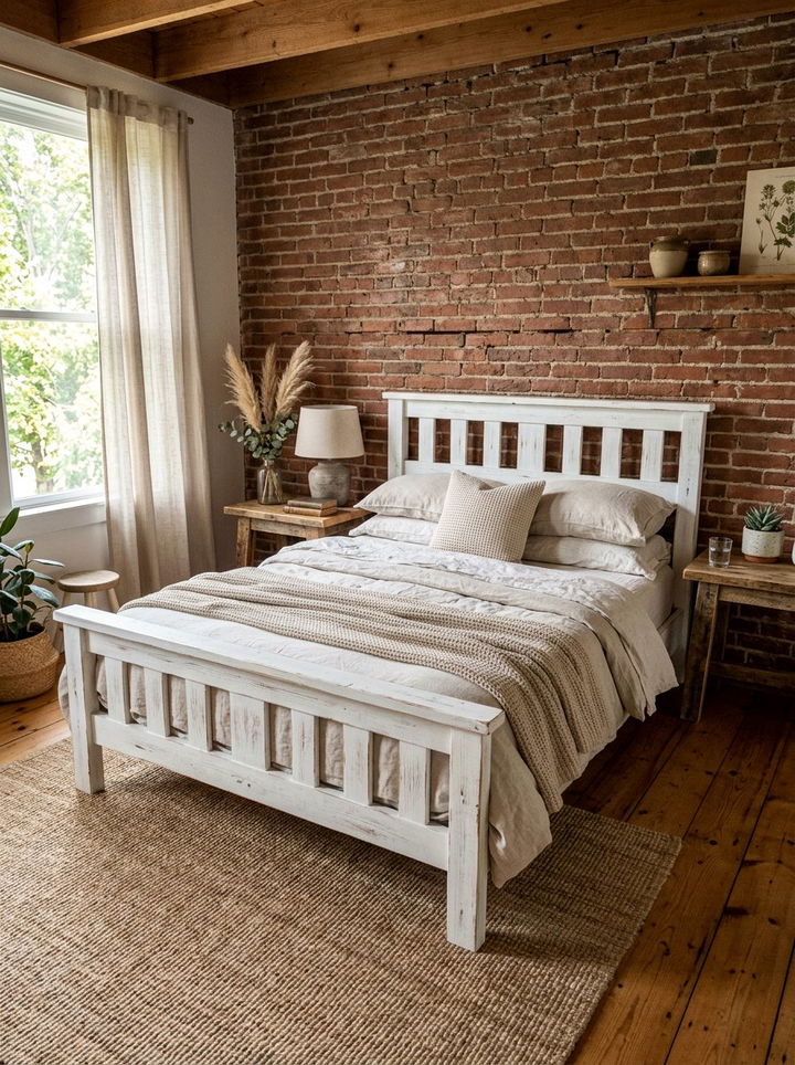 Rustic White Wood Bed - 30 bedroom white furniture ideas
