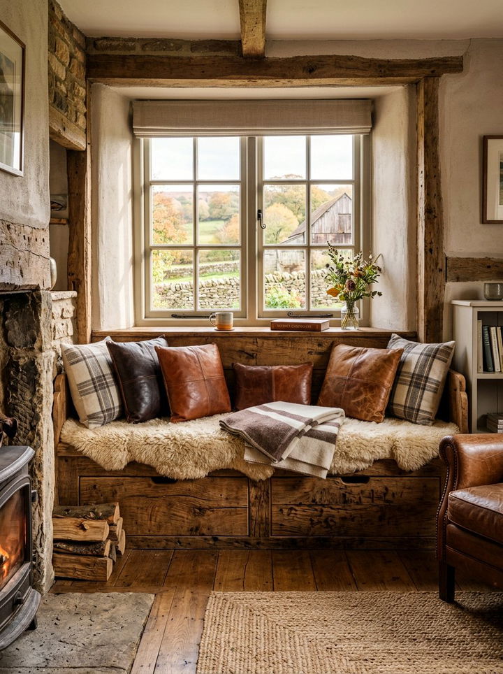 Rustic Window Seat - 30 bedroom window seat ideas