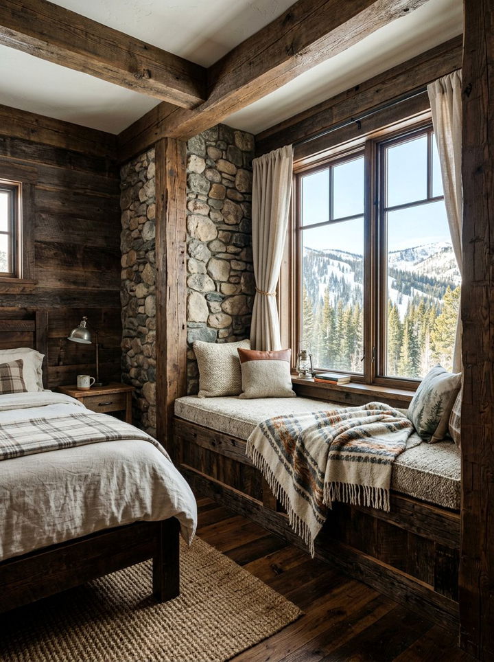 Rustic Window Seat - 30 bedroom window benches