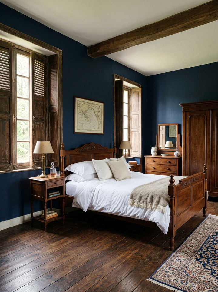 Rustic Window Shutter - 30 rustic navy bedroom ideas