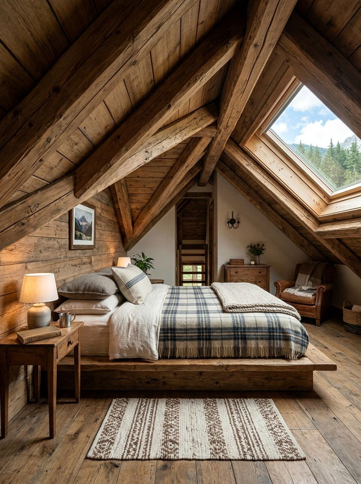 Rustic Wood Attic Bedroom - 30 cottage bedroom ideas