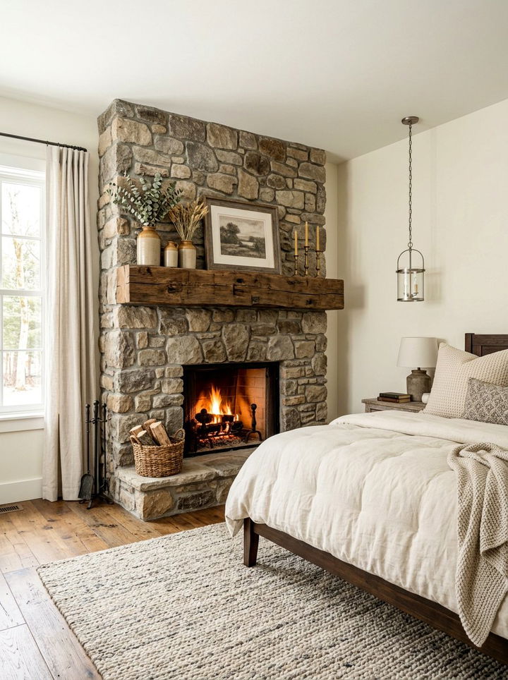 Rustic Wood Bedroom Mantel - 30 bedroom fireplace mantels