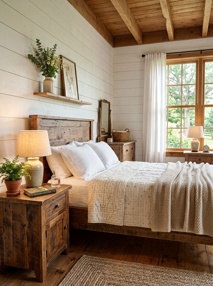 Rustic Wood Bedside Table - 30 bedroom nightstands