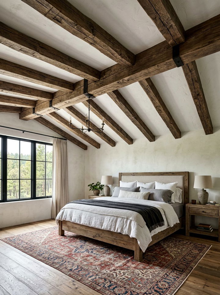 Rustic Wood Ceiling Beams - 30 Mexican bedroom ideas