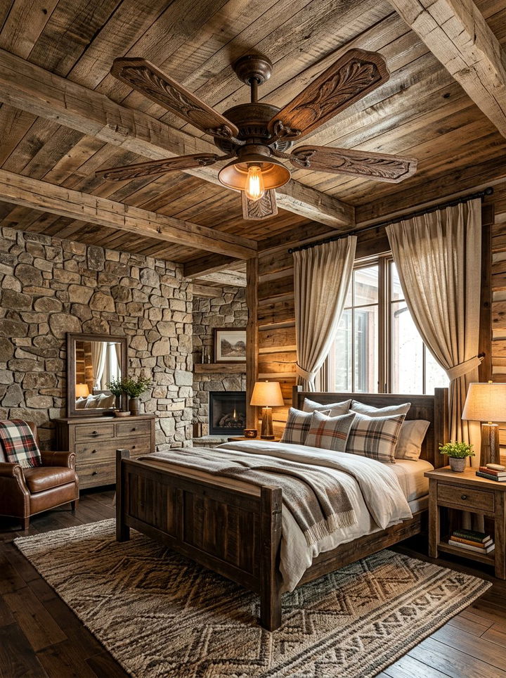 Rustic Wood Ceiling Fan - 30 bedroom ceiling fans