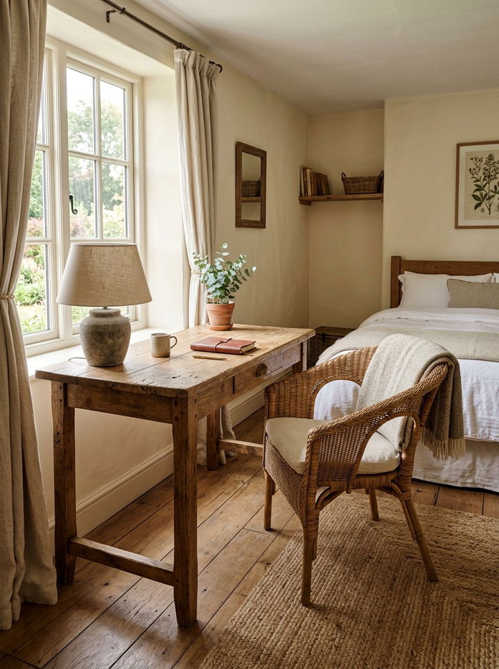 Rustic Wood Desk - 30 bedroom study desk ideas